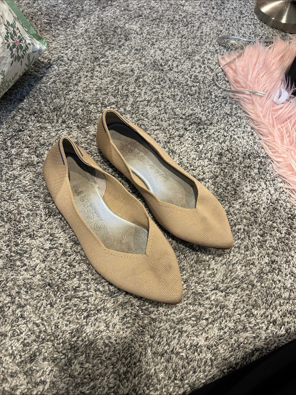 Rothy's Pointed-Toe Flats in Light Tan